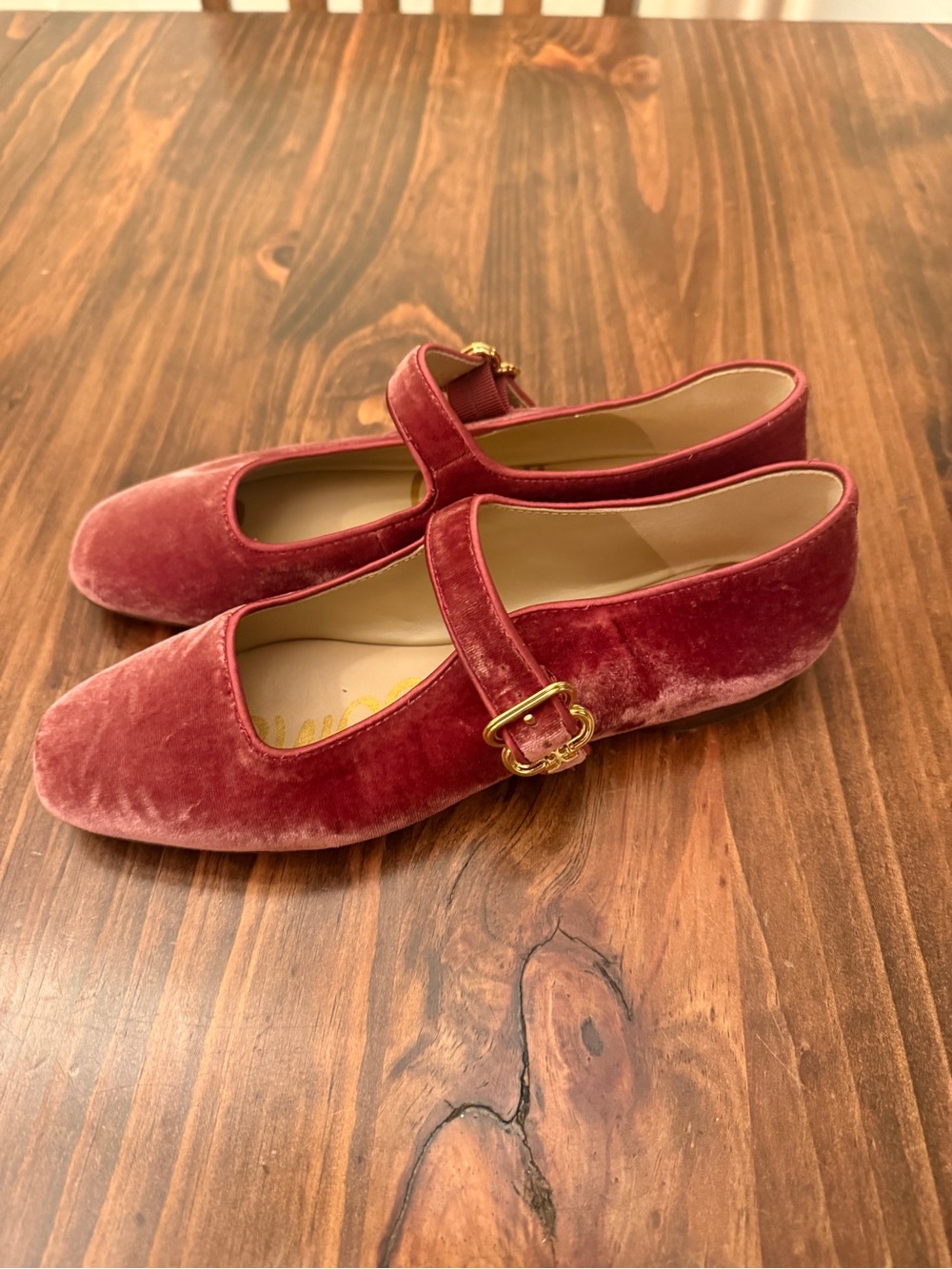 Michaela Mary Jane Flat- Velvet raspberry mauve- Size 6